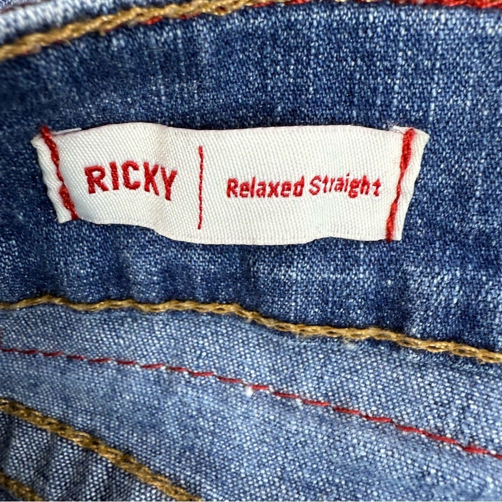 True Religion jeans pants Ricky relaxed straight Blue bottoms Jeans logos - Picture 12 of 16